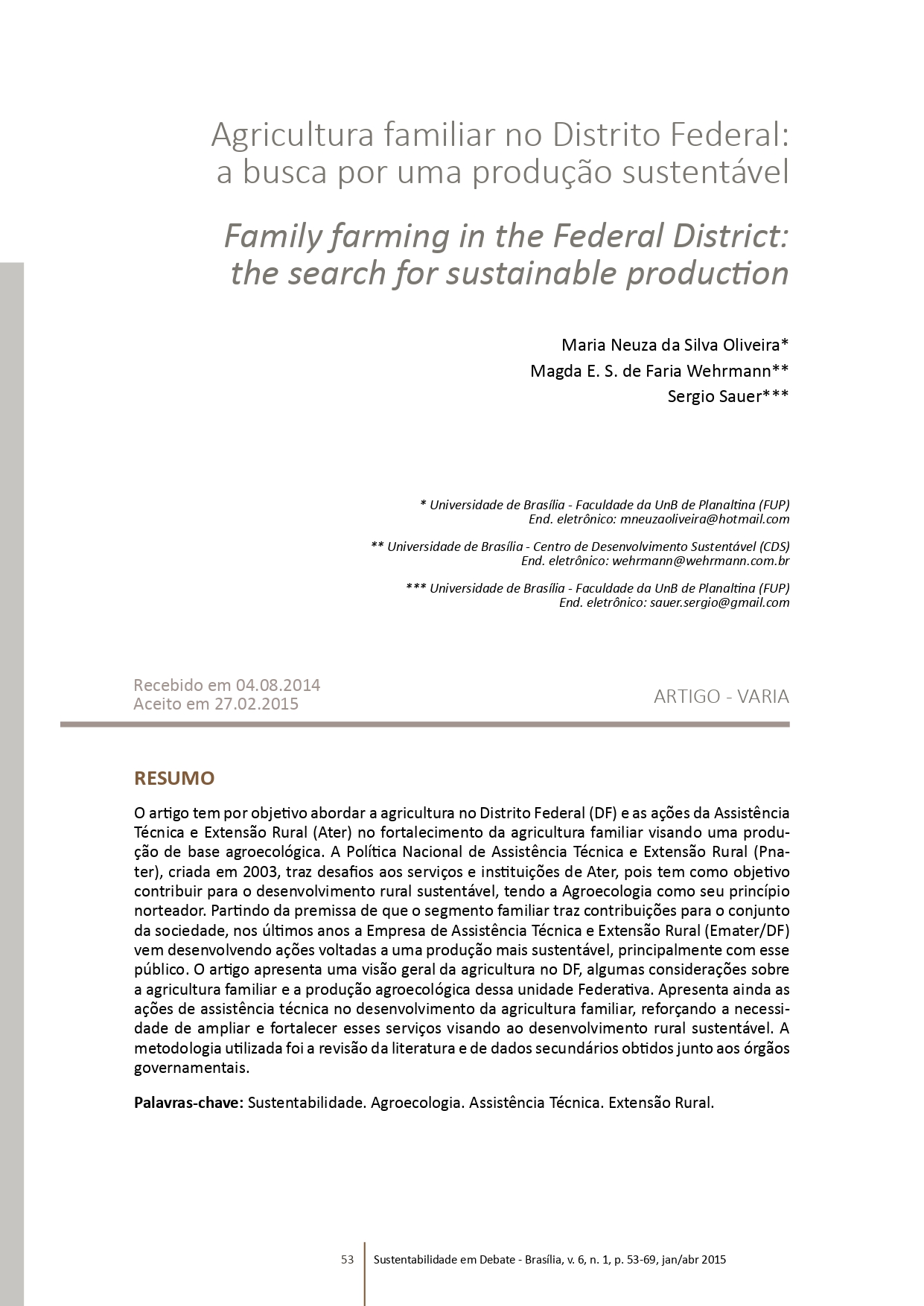 Agricultura familiar no Distrito Federal